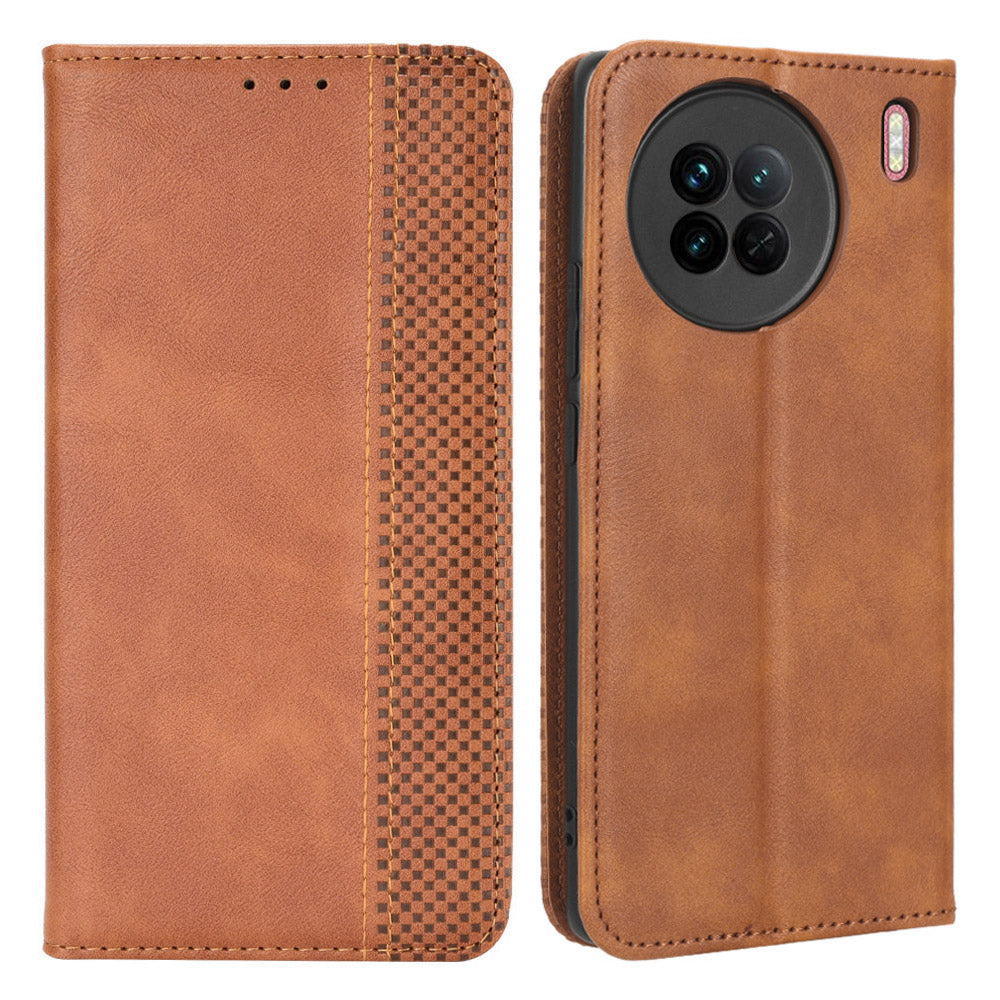 For vivo X90 5G Drop-proof PU Leather Stand Wallet Phone Cover Retro Texture Phone Case For vivo X90 5G Drop-proof PU Leather Stand Wallet Phone Cover Retro Texture Phone Case